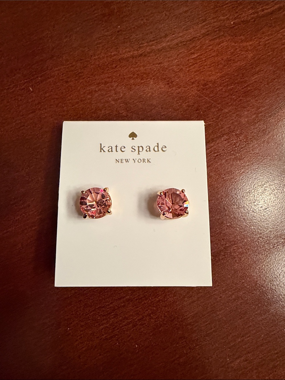 kate spade rose-pink crystal stud earrings